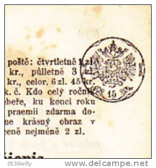 Tschechoslowakei1862 - Zeitung "Lumir"  Mit 1- Kreuzer-Signette Nr 15 (4.112) - Sellos Para Periódicos