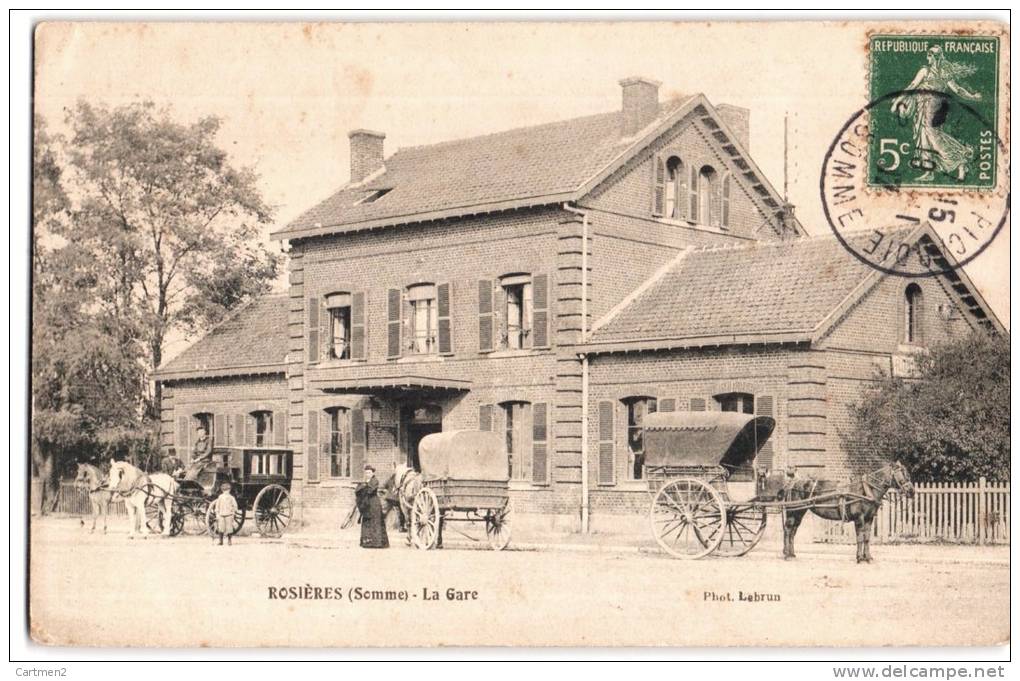 ROSIERES LA GARE ANIMEE ATTELAGE 80 SOMME - Rosieres En Santerre