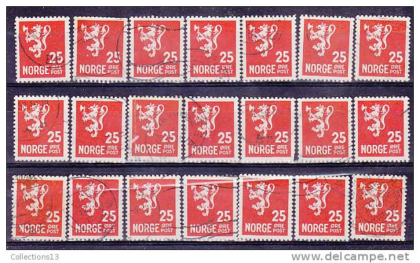 NORVEGE - Lot De 403 Timbres Obli à 1 Cts Le Timbre - Collections