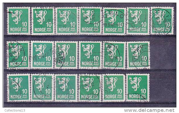 NORVEGE - lot de 403 timbres obli à 1 cts le timbre