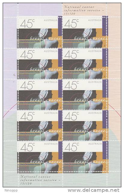 Australia 1997 Breast Cancer  Sheetlet MNH - Feuilles, Planches  Et Multiples