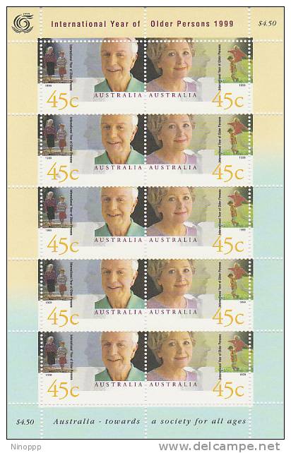 Australia 1999 Year Of The Older Persons Sheetlet MNH - Feuilles, Planches  Et Multiples