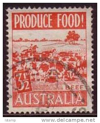 1953 - Australian Food Production 3.5d Red BEEF Stamp FU - Gebruikt