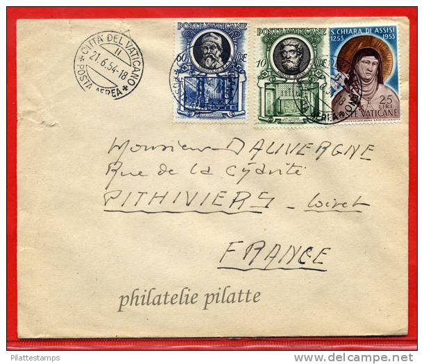 VATICAN LETTRE DU 21/06/1954 DU VATICAN POUR PITHIVIERS FRANCE COVER - Machines à Affranchir (EMA)