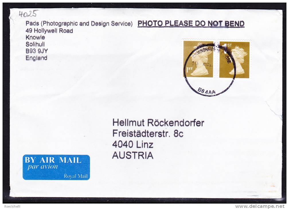 2009 - GB/UK -   Bedarfsbeleg, Gelaufen Von Birmingham  Nach  Linz  / Austria  - S.Scan (gb/uk   4025) - Covers & Documents