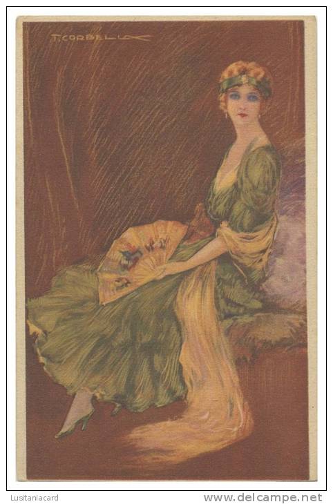 ITALY - ILLUSTRATEURS - «T. Corbella»- Femme En Robe Vert Par Corbella (Nº 160-4) Carte Postale - Corbella, T.