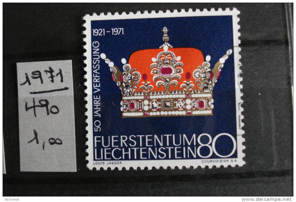 Liechtenstein - 50ème Anniv. De La Constitution - 80r - Année 1971 - Y.T. 490 - Oblitéré - Used - Gestempeld. - Oblitérés