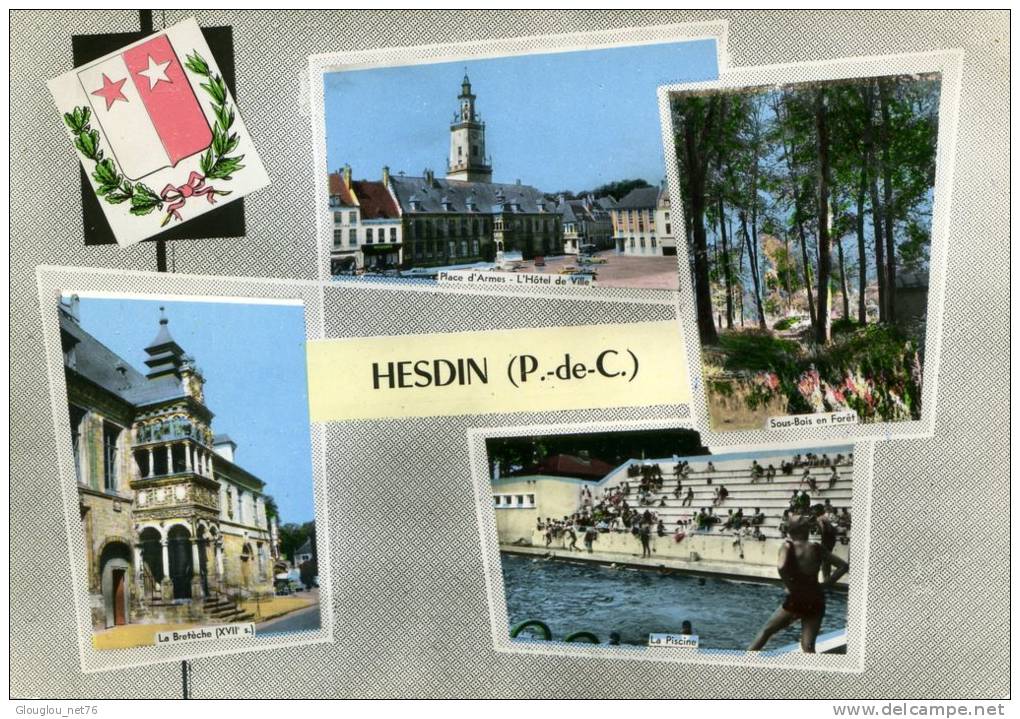 62-HESDIN...4 VUES...CPSM GRAND FORMAT - Hesdin