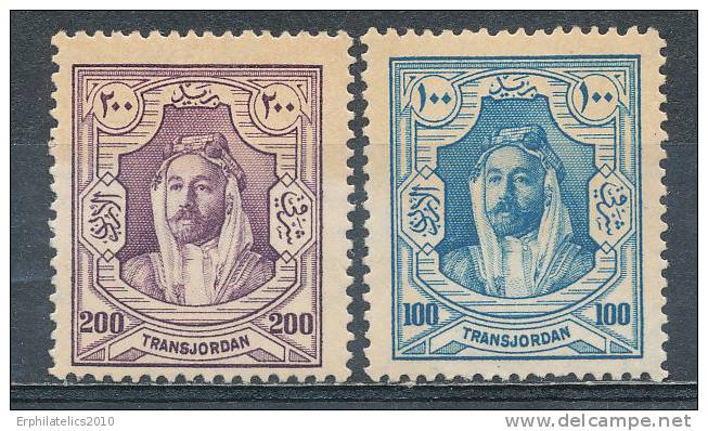 JORDAN 1927 AMIR ABDULLAH IBN HUSSEIN 200M VIOLET SC# 154-155VF OG LH LT TONING UR - Jordanien