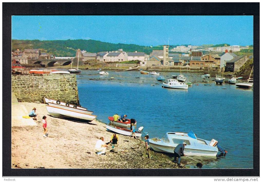 RB 847 - Postcard View The Harbour Children &amp; Motor Boat Aberystwyth Cardinganshire Wales - Cardiganshire