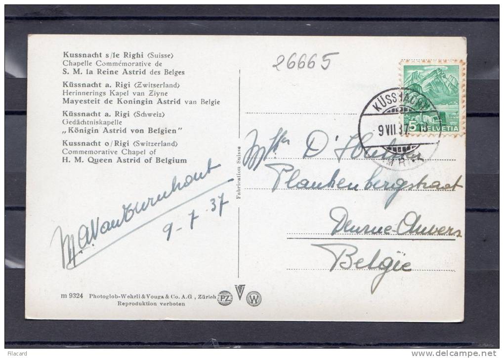 26665    Svizzera,  Kussnacht S/le  Righi,  Chapelle  De  S. M. La  Reine  Astrid  Des  Belges,  VG  1937 - Küssnacht