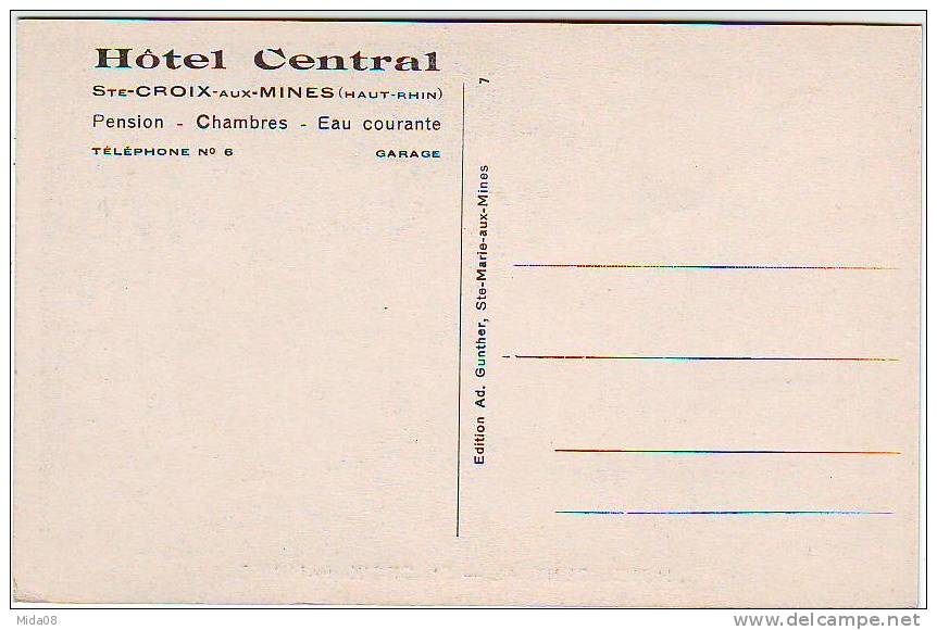 68. SAINTE CROIX AUX MINES. HOTEL CENTRAL . ANIMATION. Proprietaire  EMILE HOFFMANN - Sainte-Croix-aux-Mines