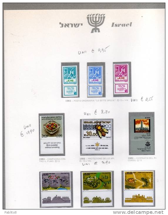 ISRAELE  1983 ANNO  MONTATO SU FOGLIO GBE MNH  - ISRAEL  YEAR MOUNTED ON SHEET GBE - Full Years