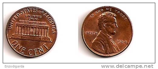 1 Cent – Lincoln – Etats-Unis – 1984 – Mémorial – Cuivre Zinc – Etat TTB – KM 201b - 1959-…: Lincoln, Memorial Reverse