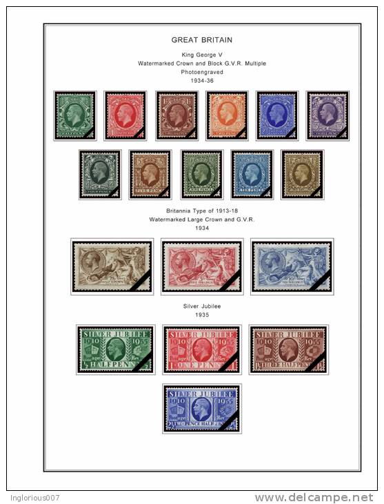 GREAT BRITAIN STAMP ALBUM PAGES 1840-2011 (343 color illustrated pages)