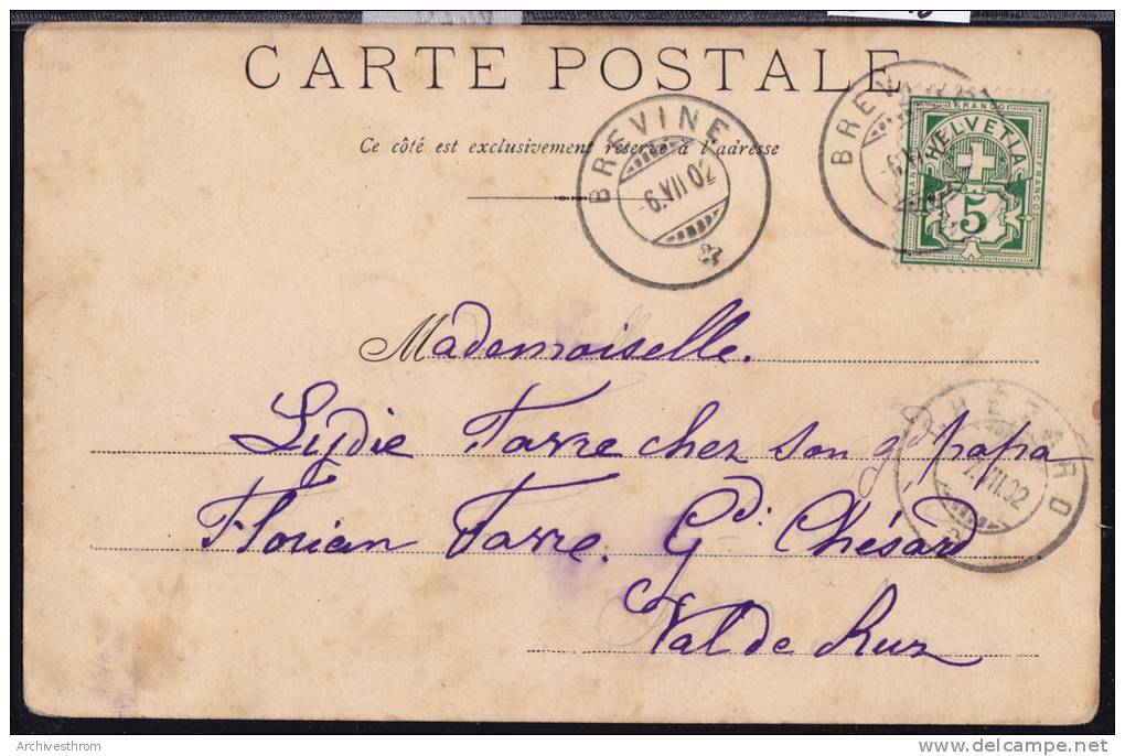 La Brévine - La Place - L'Hôtel De Ville, Le Café De La Poste, Chars Attelés & Dételés ; Petits Plis, Tache (scan)(8464) - La Brévine