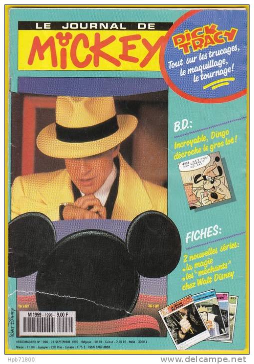 Le Journal De Mickey - Hebdomadaire N° 1996 - 21 Septembre 1990 - 64 Pages - Bon état - Journal De Mickey