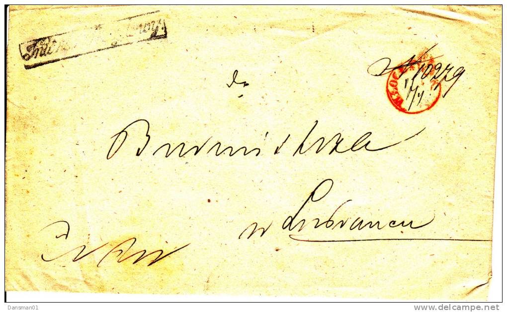 Poland Prephilatelic Cover WLOCLAWEK 1841 In Red With Boxed IR - ...-1860 Vorphilatelie