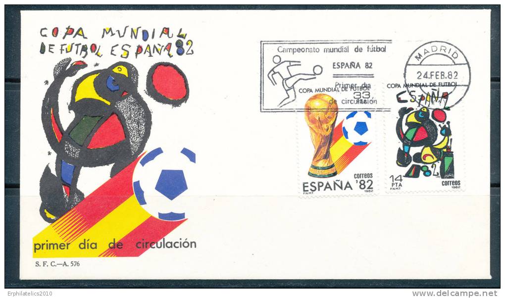 SPAIN 1982 SOCCER WORLD CUP SC# 2280-2281 NICE FDC WITH CACHET AND PMK UA - Lettres & Documents