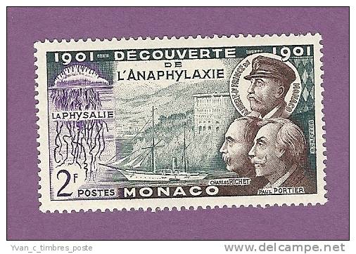 MONACO TIMBRE N° 394 NEUF SANS CHARNIERE DECOUVERTE DE L ANAPHYLAXIE - Nuevos