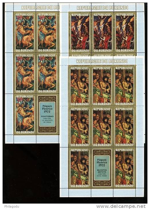 501/505 **  Feuillets De 8  Luxe  Paques 1972  Religieux - Unused Stamps