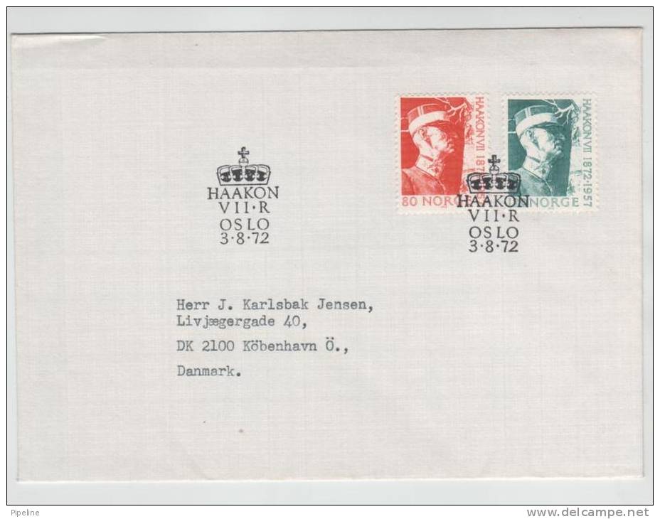 Norway FDC King Hakon VII 3-8-1972 Sent To Denmark - FDC