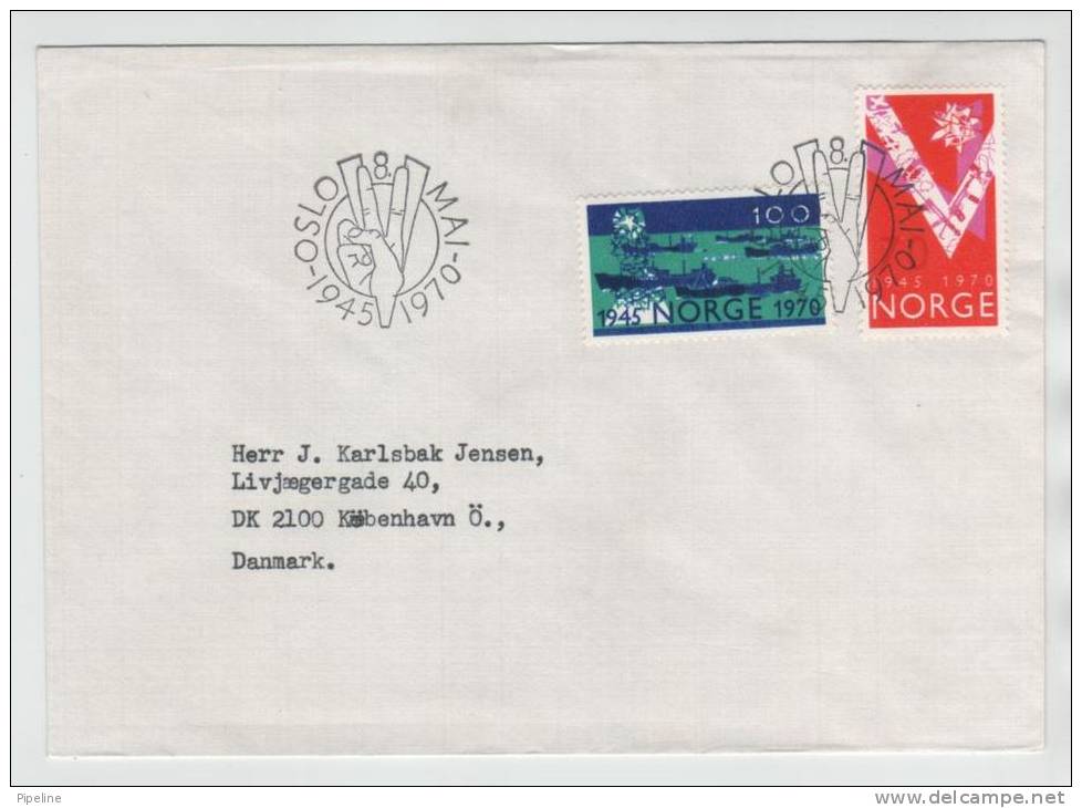 Norway FDC The Liberation For 25 Years Sent To Denmark 8-5-1970 - FDC