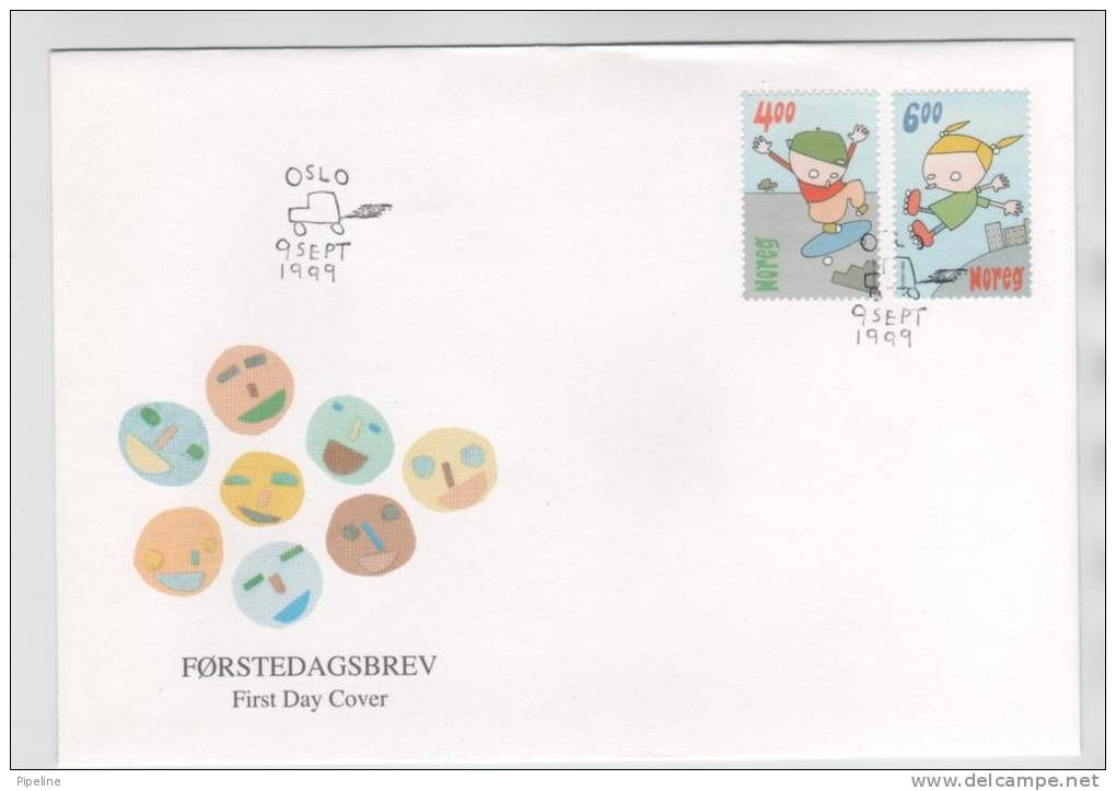 Norway FDC 9-9-1999 Childrens Playing Games With Cachet - FDC