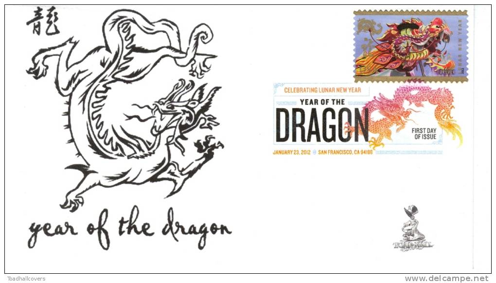 Lunar New Year/Year Of The Dragon FDC With DCP Cancellation, From Toad Hall Covers #1 Of 2 - 2011-...