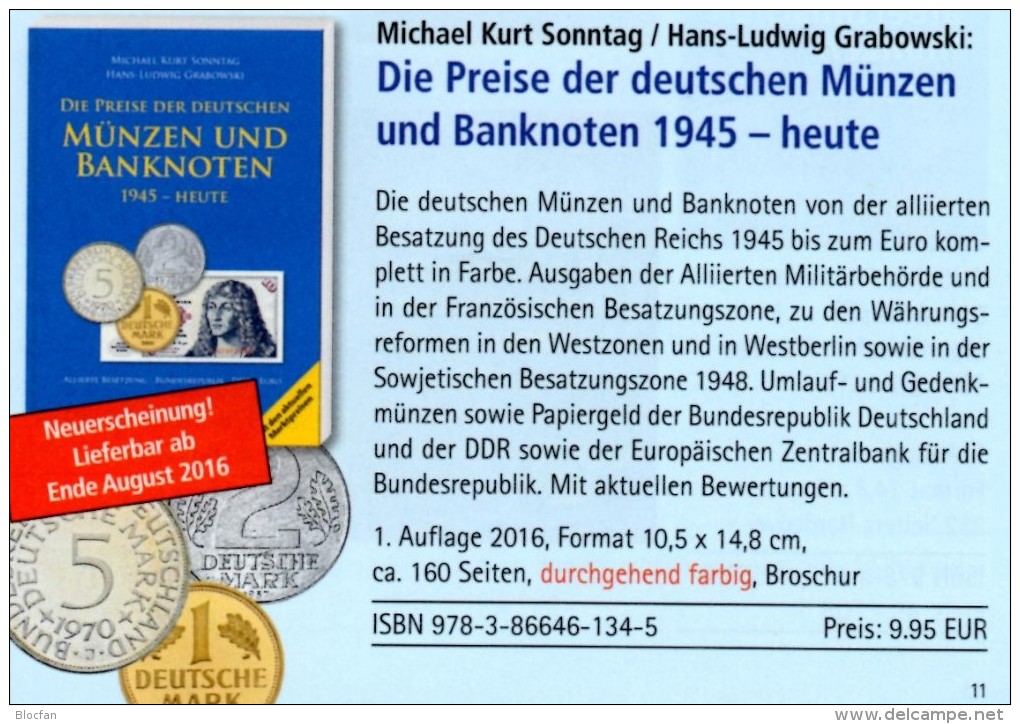 Noten Münzen Ab 1945 Deutschland 2016 Neu 10€ D AM- BI- Franz.-Zone SBZ DDR Berlin BUND EURO Coins Catalogue BRD Germany - Loisirs & Collections