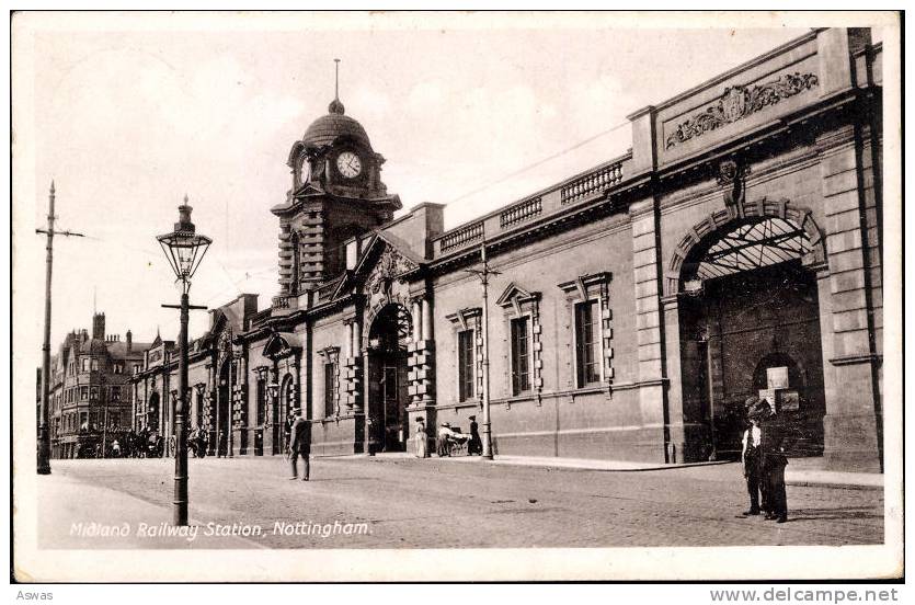 RPPC: MIDLAND RAILWAY STATION, NOTTINGHAM ~ EXTERIOR / ANIMATED ~ Pu1916 - Nottingham