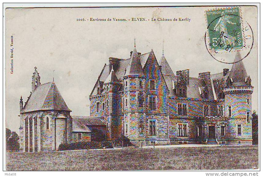 56.ENVIRONS DE VANNES. ELVEN . LE CHATEAU DE KERFILY. Editeur DAVID. - Elven