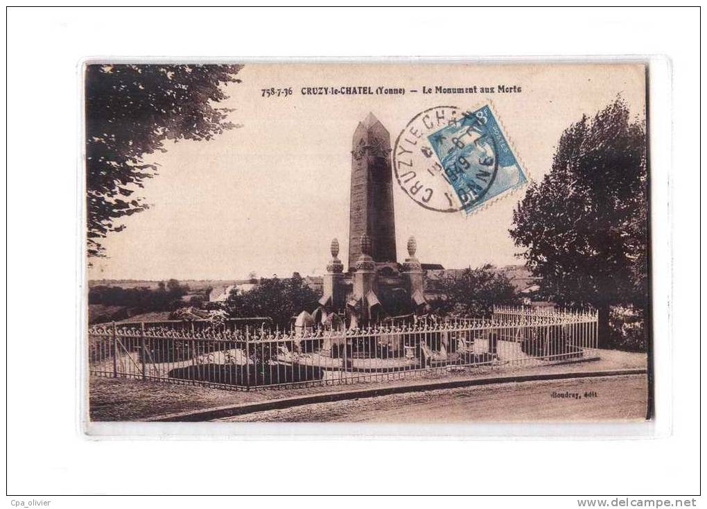 89 CRUZY LE CHATEL Monument Aux Morts, Guerre 1914-18, Ed Boudrey 758736, 1949 - Cruzy Le Chatel