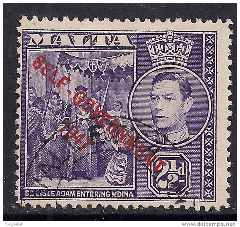 Malta 1948 - 53 KGV1 2 1/2d Self Govt 1947 Ovpt Used SG 239 ( B877 ) - Malte (...-1964)