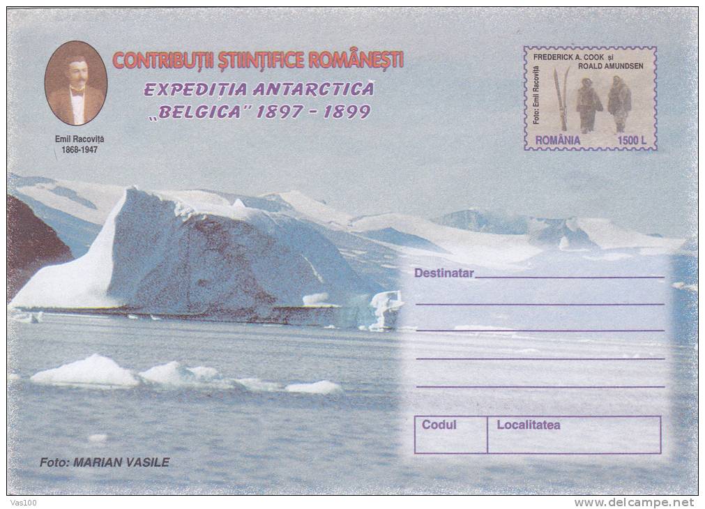 EMIL RACOVITA, "BELGICA" ANTARCTIC EXPEDITION, LOT 6X DIFFERENT, 1999, COVER STATIONERY, ENTIER POSTAL, UNUSED, ROMANIA - Onderzoekers