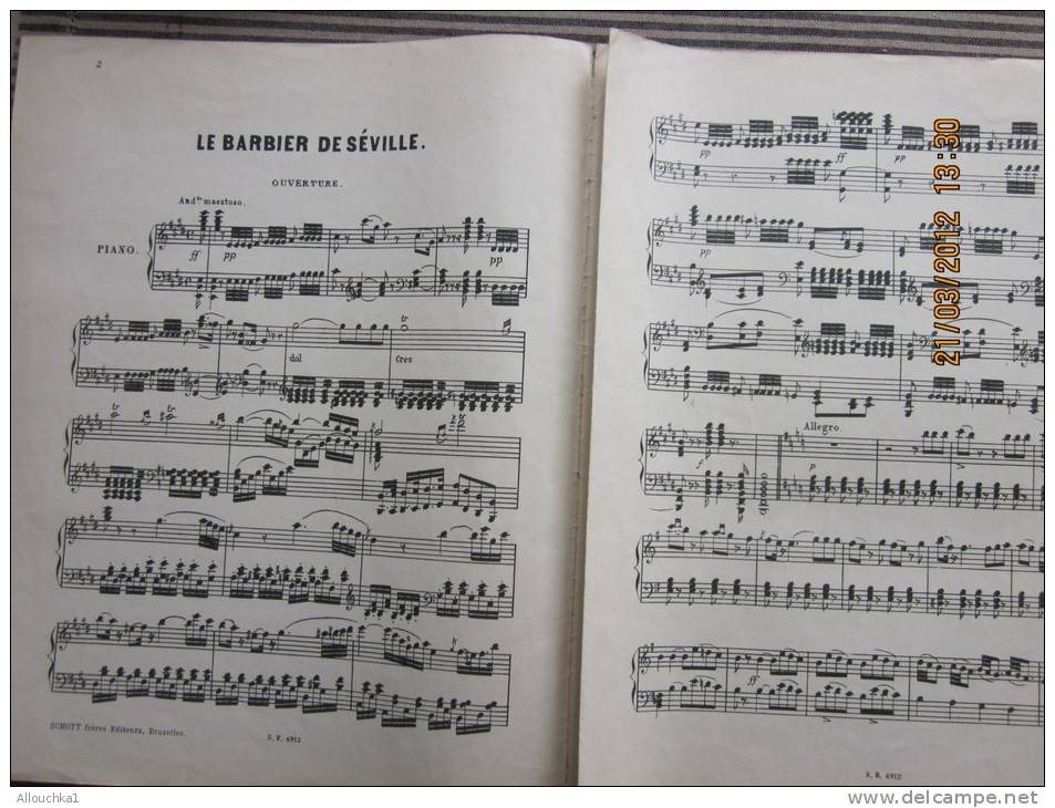 Partition:musique Classique Le Barbier De Séville Ouverture Pour Piano Grossini : - Instruments à Clavier