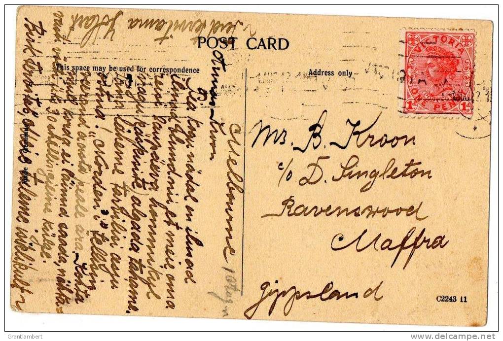 Collins Street East Melbourne, Postmarked Maffra VIC 1912 - See 2nd Scan - Melbourne