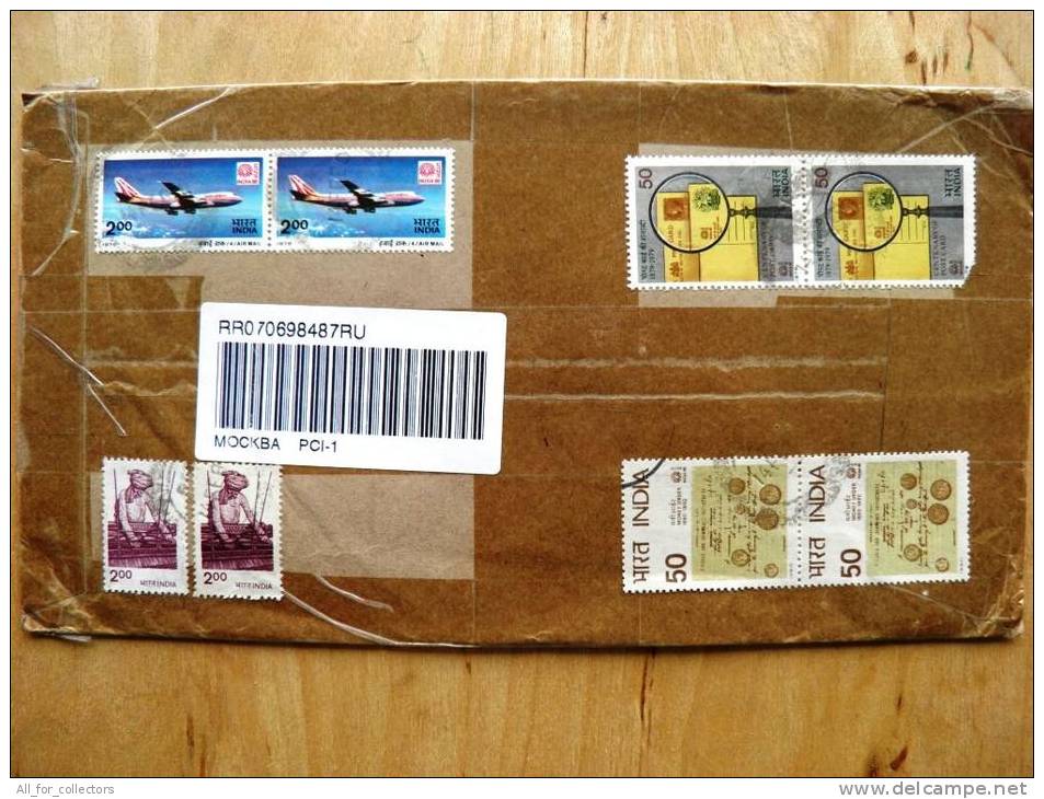 2 Scans, Cover Sent From India To Lithuania, Plane, Post Card On Stamp, Money Order - Lettres & Documents