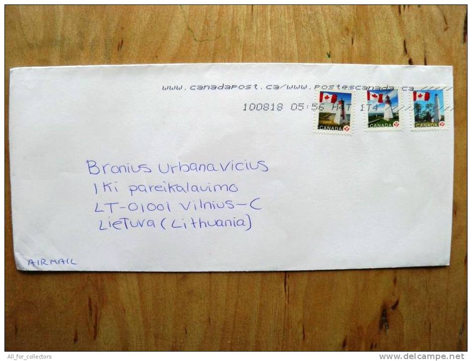 Cover Sent From Canada To Lithuania, Lighthouses, Flags, - Gedenkausgaben