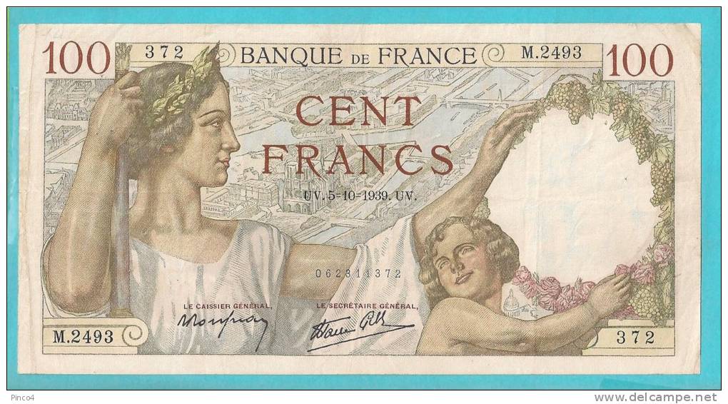 FRANCIA 100 FRANCHI SULLY  DEL  5 = 10 = 1939 - 100 F 1939-1942 ''Sully''