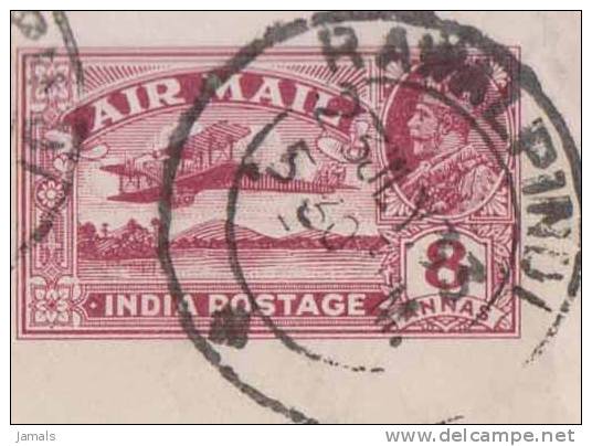Br India King George V, Airmail Postal Stationery Envelope, Used, Rawalpindi To England, India Condition As Per The Scan - 1911-35  George V