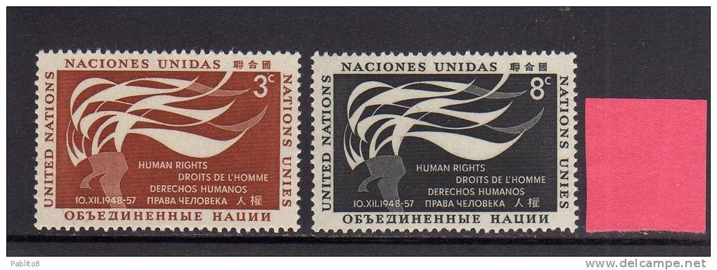 UNITED NATIONS NEW YORK - ONU - UN - UNO 1957 DIRITTI UMANI - HUMAN RIGHTS DAY MNH - Nuovi