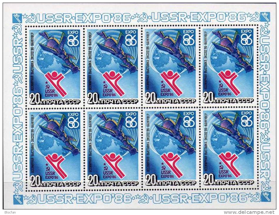 EXPO Vencouver 1986 Sowjetunion 5589KB ** 30€ Salut-ORBIT-Komplex Kleinbogen Sheet Bloque Space Sheetlet Bf USSR CCCP SU - 1967 – Montreal (Kanada)