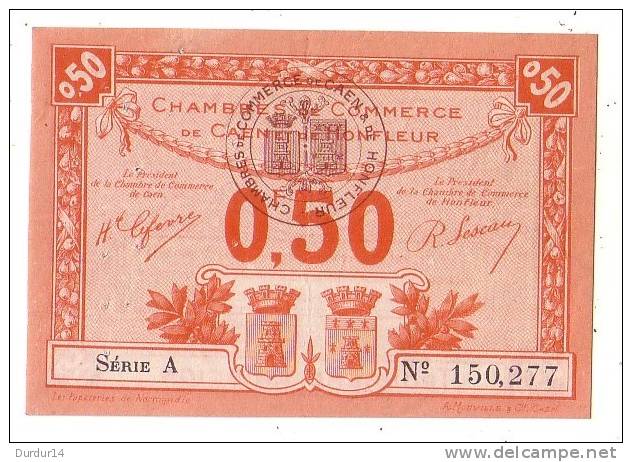 1 Billet De 0.50 - 1920-1923 - CHAMBRE DE COMMERCE DE CAEN - HONFLEUR - Cámara De Comercio