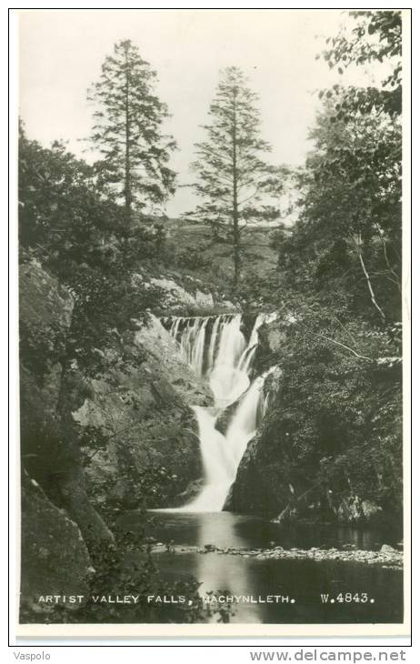 UNITED KINGDOM,WALES,MACHYNLLETH ,ARTIST VALLEY FALLS-CIRCULATED-1954 - Montgomeryshire