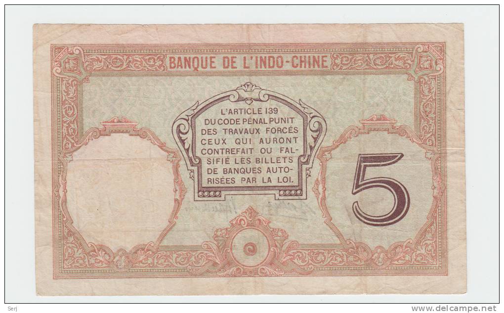 New Caledonia Noumea 5 Francs 1926 AVF P 36b 36 B - Nouméa (New Caledonia 1873-1985)