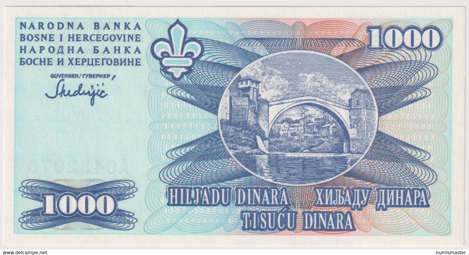 BOSNIA , 1000 DINARA 1995 , NOT ISSUED LONDON PRINT , P-47C , UNC - Bosnië En Herzegovina