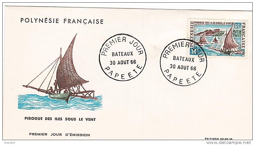 ENVELOPPE 1er JOUR- PAPEETE -30 AOUT 1966- POLYNESIE FRANCAISE - Zonder Classificatie