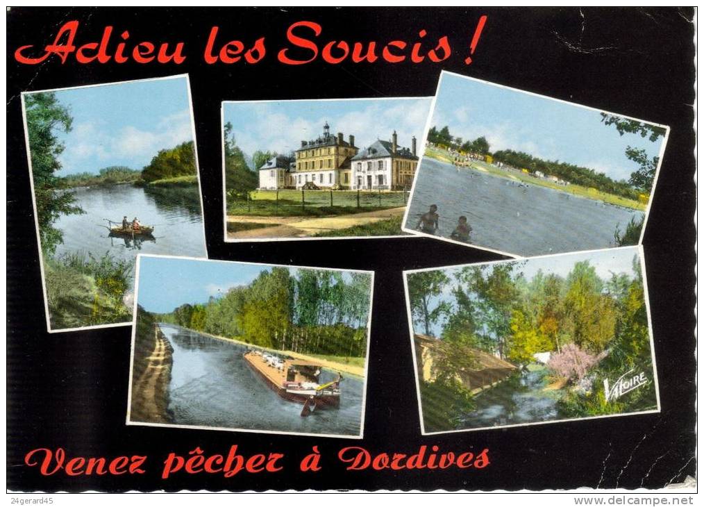 CPSM DORDIVES (Loiret) -5 Vues : Les Pecheurs, Le Chateau, La Plage, Le Canal, Le Lavoir - Dordives