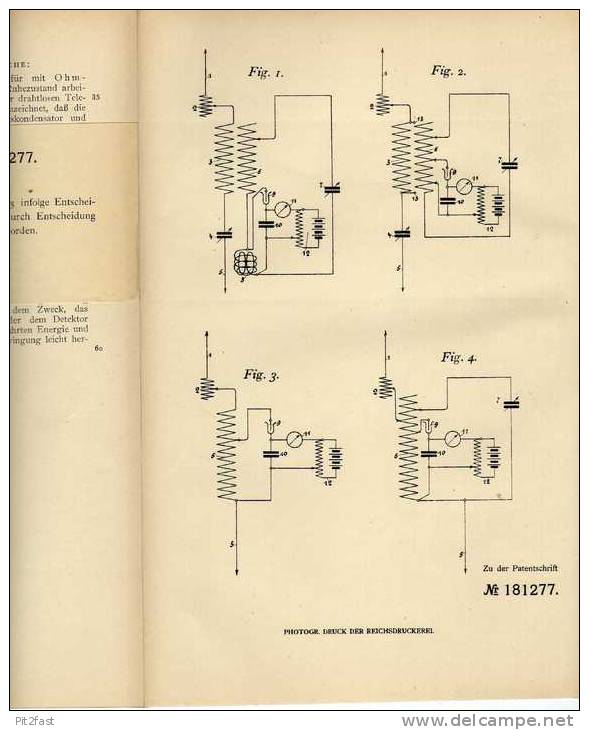 Original Patentschrift -  Drahtlose Telegraphie GmbH In Berlin , 1906 , Telegraphie Schaltung , Telephon , Telegraphy !! - Telefontechnik